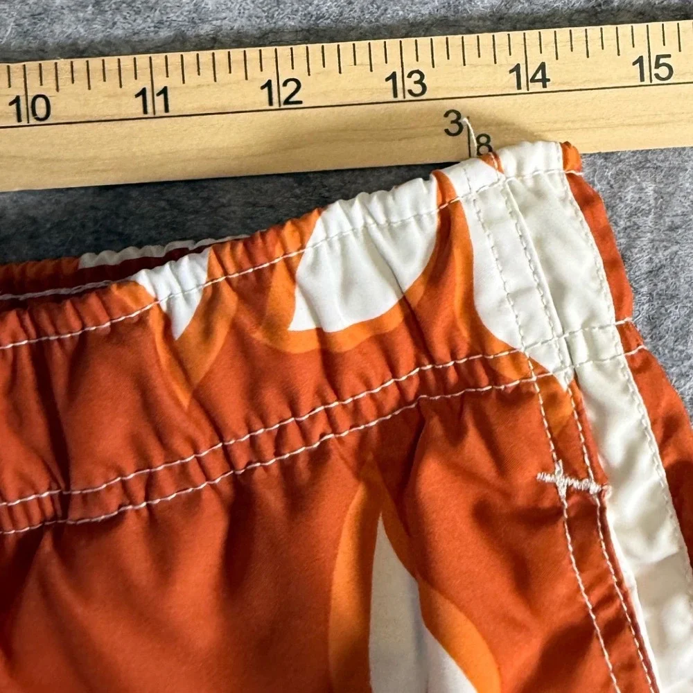 Abercrombie Original Boys Size L 14 Orange Hawaiian Floral Cargo Swim Trunks